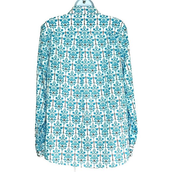 Talbots Button Up Shirt sz L Long Sleeve Cotton Floral Career Office Mature - Picture 2 of 10